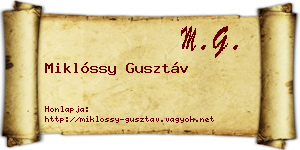 Miklóssy Gusztáv névjegykártya