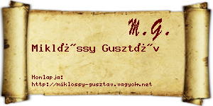 Miklóssy Gusztáv névjegykártya